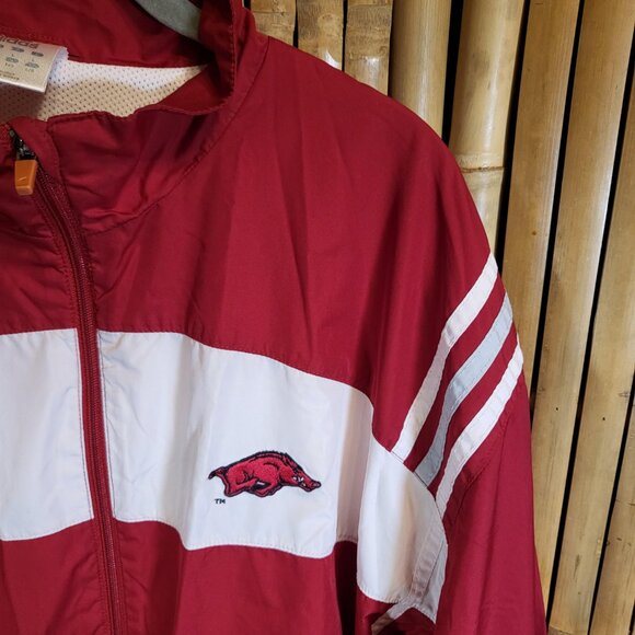 Adidas Men's Vintage 90's Windbreaker Jacket Arkansas Razorbacks Size Large - Picture 4 of 11